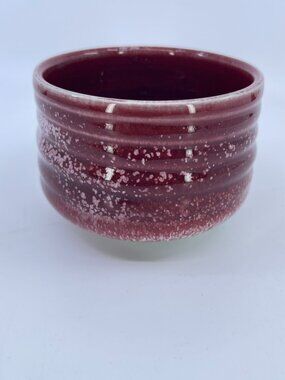 vintage handcrafted studio pottery bowl speckled oxblood glaze signed by artist